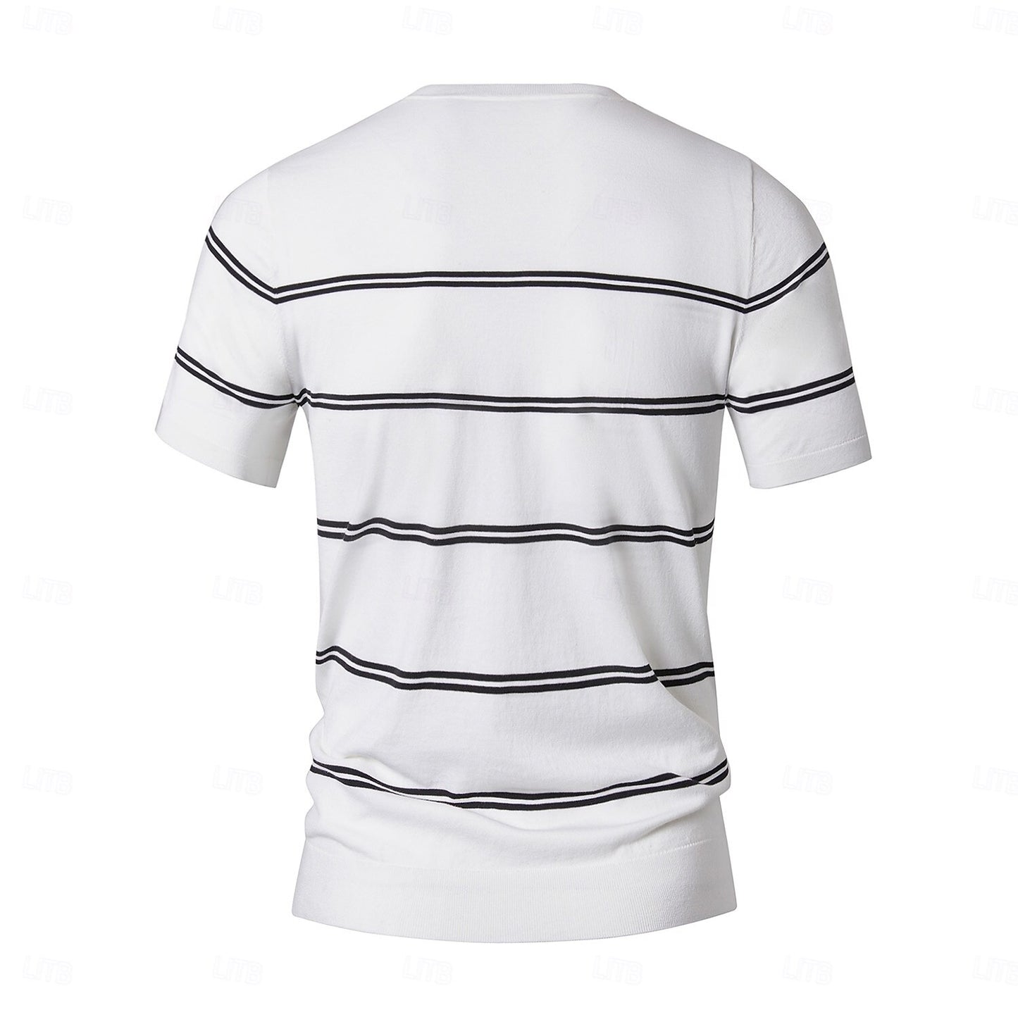 Silk-Linen-Cotton Striped Crewneck Tee