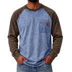 Washed Raglan Pocket Long Sleeve T-Shirt