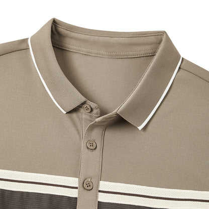 Cotton Blend Casual Colorblock Polo Shirt - oukumen