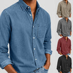 Acid-Wash Long-Sleeve Denim Shirt