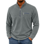 Acid-Wash Zip-Pocket Polo Shirt