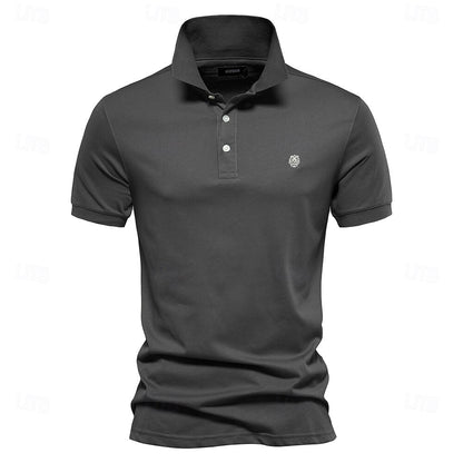 100% Cotton Turndown Short Sleeve Polo - oukumen