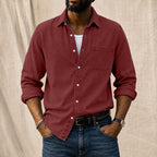 Acid-Wash Long-Sleeve Denim Shirt