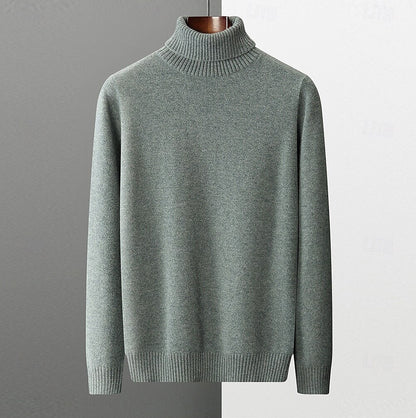 100% Merino Wool Turtleneck Sweater - oukumen