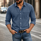 Washed Long-Sleeve Denim Shirt