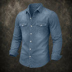 Acid-Wash Long-Sleeve Denim Shirt