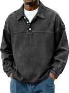 Washed Long-Sleeve Polo Shirt