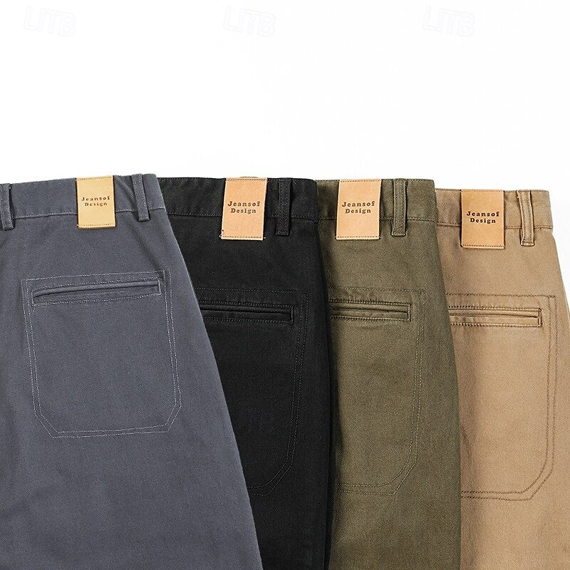 100% Cotton Tapered Carrot Chinos Pants - oukumen