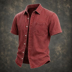 Acid-Wash Short-Sleeve Shirt