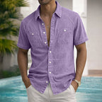 Washed Short-Sleeve Denim Shirt