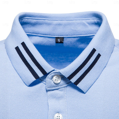 Formal Striped Knit Work Polo - oukumen