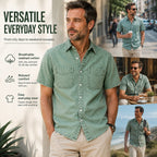 Acid-Wash Short-Sleeve Denim Shirt