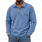 Acid-Wash Zip-Pocket Polo Shirt