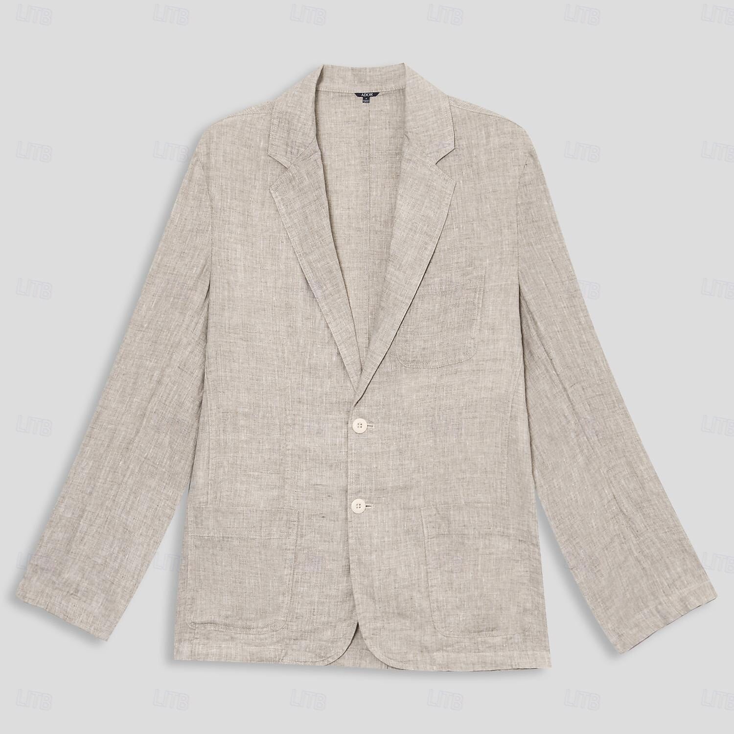 100% Linen Blazer Jacket Solid Color - oukumen