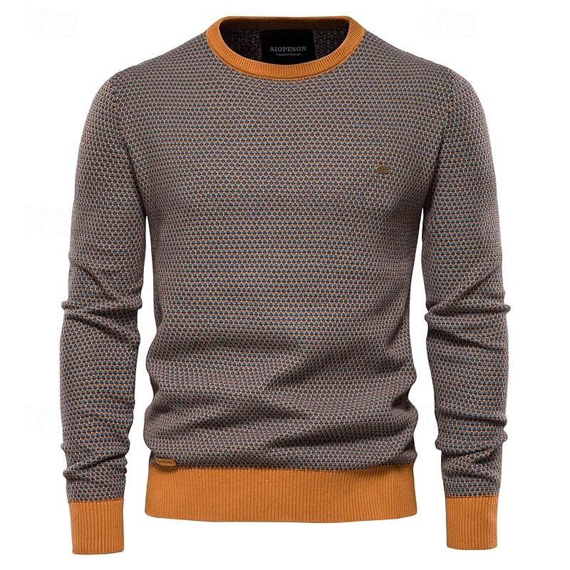 Crew Neck Knitwear Sweater Pullover - oukumen