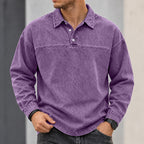 Washed Long-Sleeve Polo Shirt