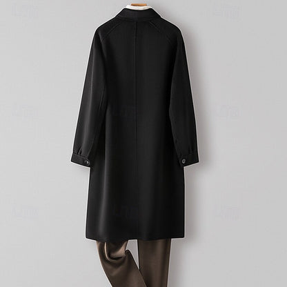 100% Wool Rolled collar Coat - oukumen