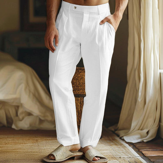 Men's Linen Pants Trousers Summer Pants - oukumen