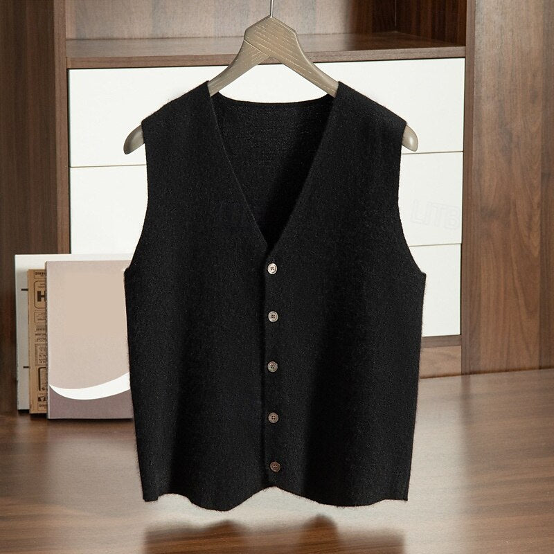 Cashmere Cardigan Vest - oukumen