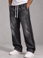 Side-Stripe Drawstring Jeans