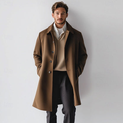 100% Wool Rolled collar Coat - oukumen