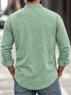 Garment-Dyed Stand-Collar Shirt