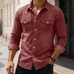 Washed Long-Sleeve Denim Shirt