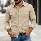 Acid-Wash Long-Sleeve Denim Shirt
