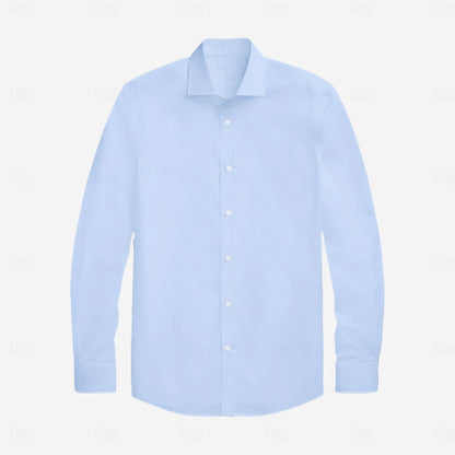 Dress Shirt Button Up Long Sleeve Shirt - oukumen