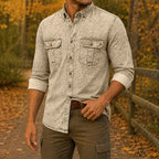 Acid-Wash Long-Sleeve Denim Shirt