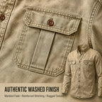 Acid-Wash Long-Sleeve Denim Shirt