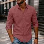 Acid-Wash Long-Sleeve Denim Shirt