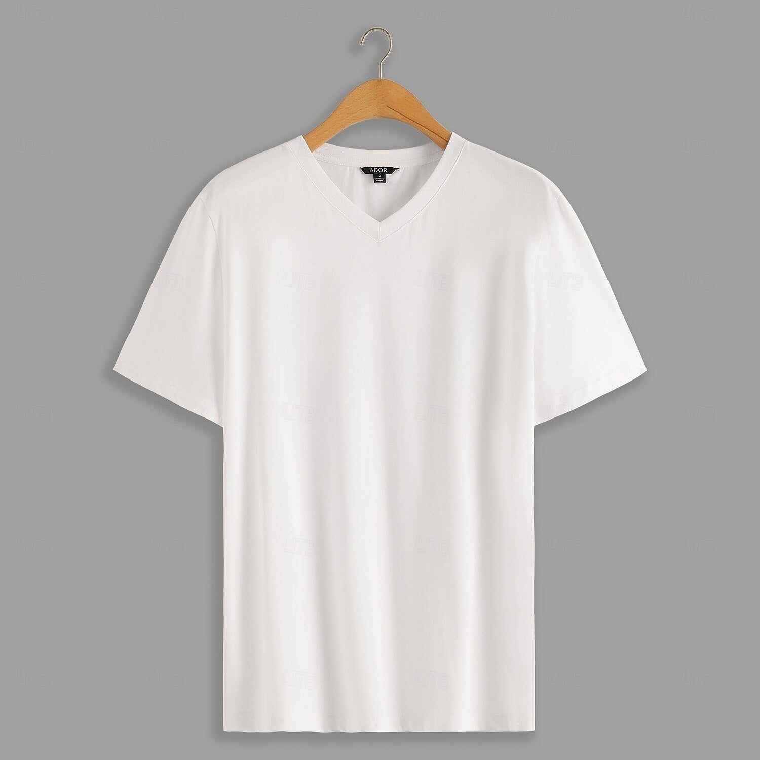 100% Cotton V Neck Solid Color T Shirt - oukumen