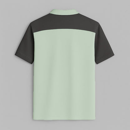 100% Cotton Color Block Hidden Placket Polo - oukumen
