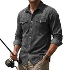 Washed Long-Sleeve Denim Shirt