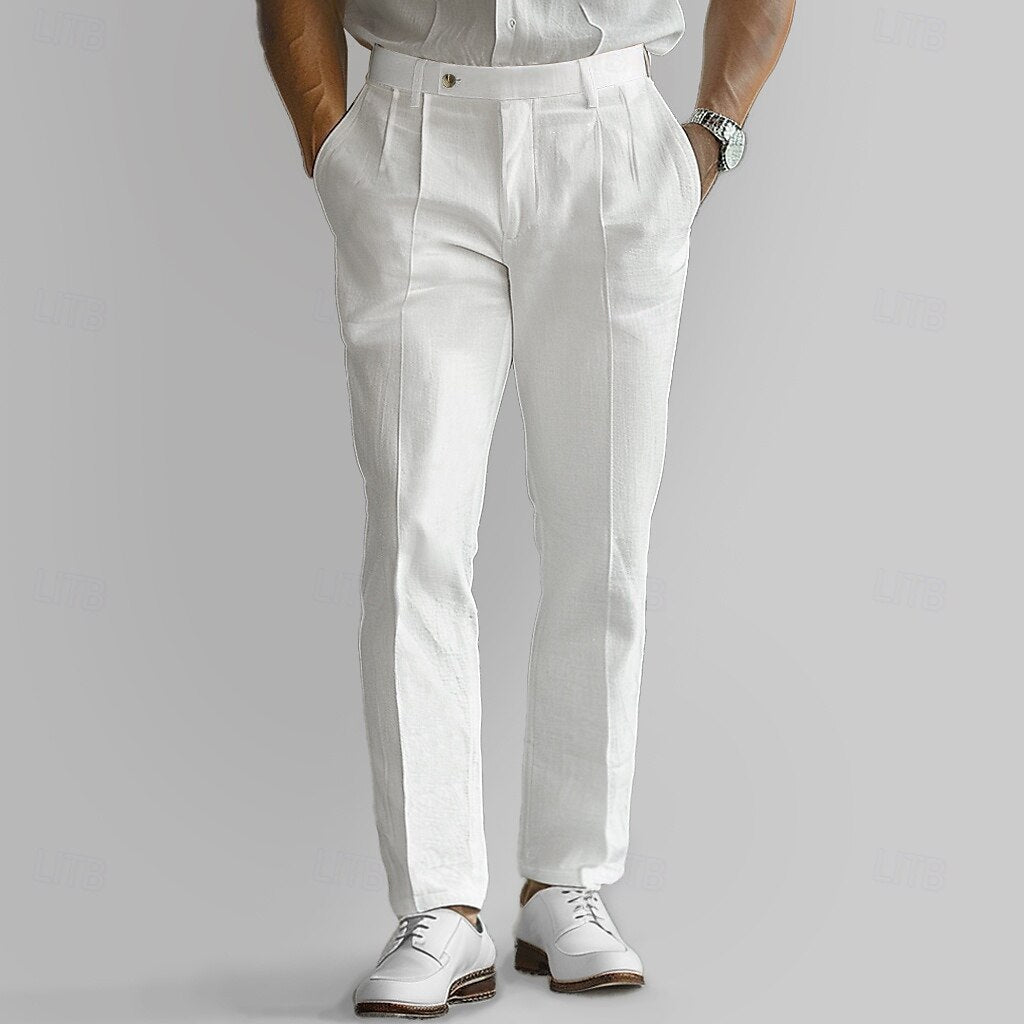 Cotton Linen Solid Color Pants - oukumen