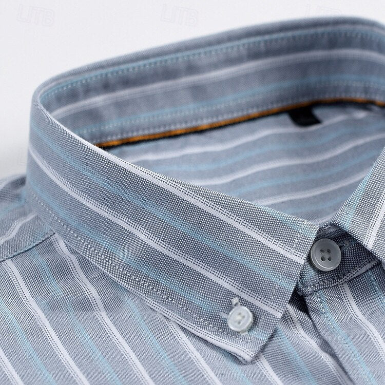 100% Cotton Oxford Striped Shirt - oukumen