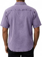 Washed Short-Sleeve Denim Shirt