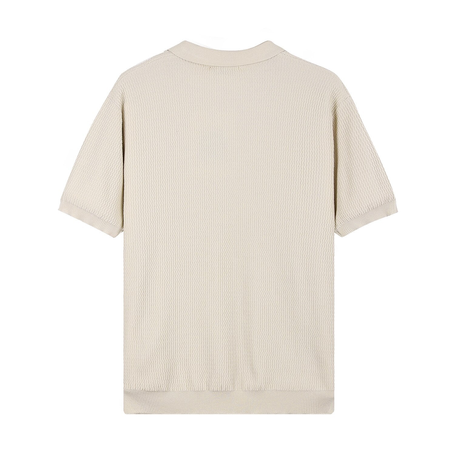 Textured Knit Polo Shirt - oukumen