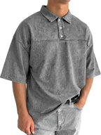 Color-Block Acid-Wash Polo Shirt