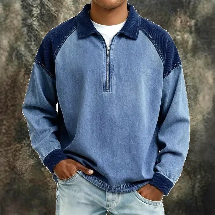 Color-Block Long-Sleeve Polo Shirt