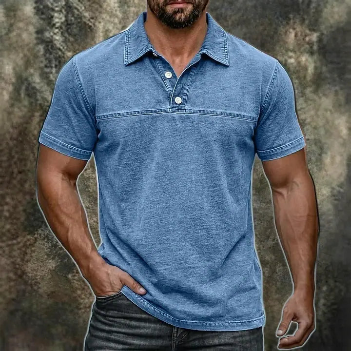 Acid-Wash Short-Sleeve Polo Shirt