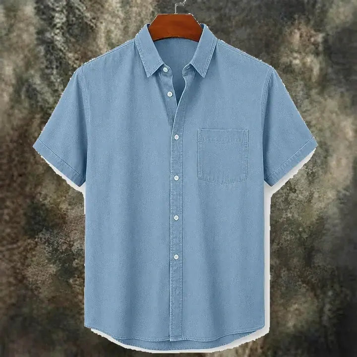 Acid-Wash Short-Sleeve Shirt