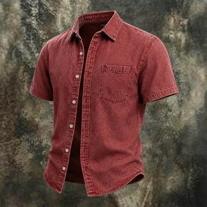 Acid-Wash Short-Sleeve Shirt