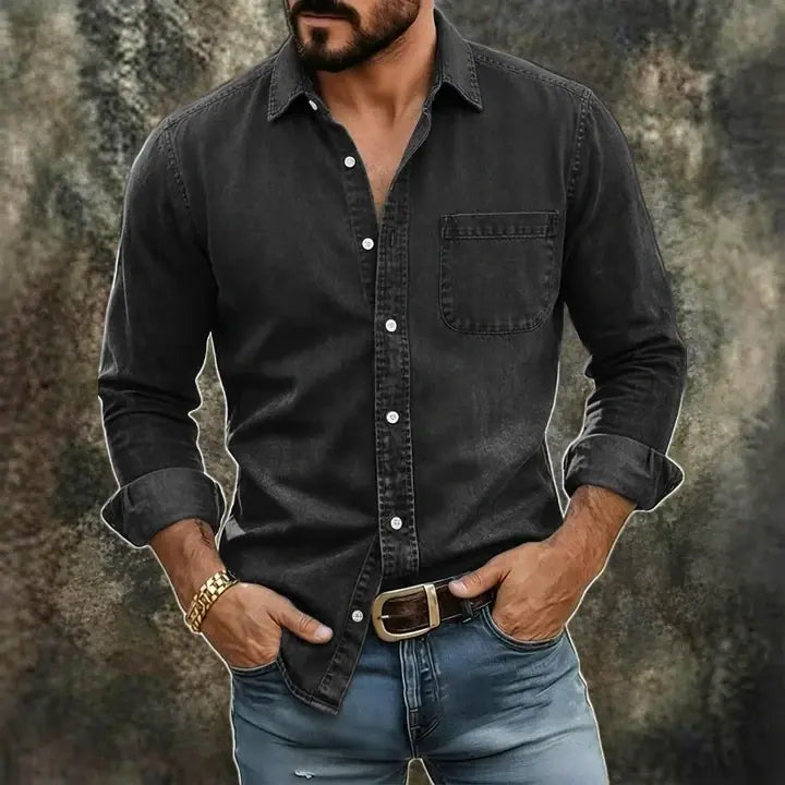 Acid-Wash Long-Sleeve Shirt