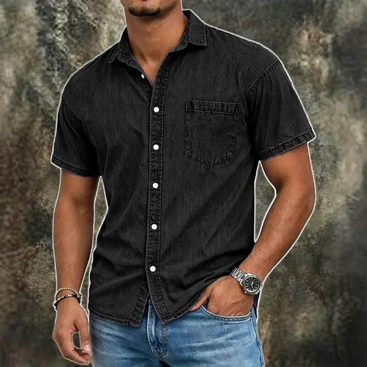 Acid-Wash Short-Sleeve Shirt