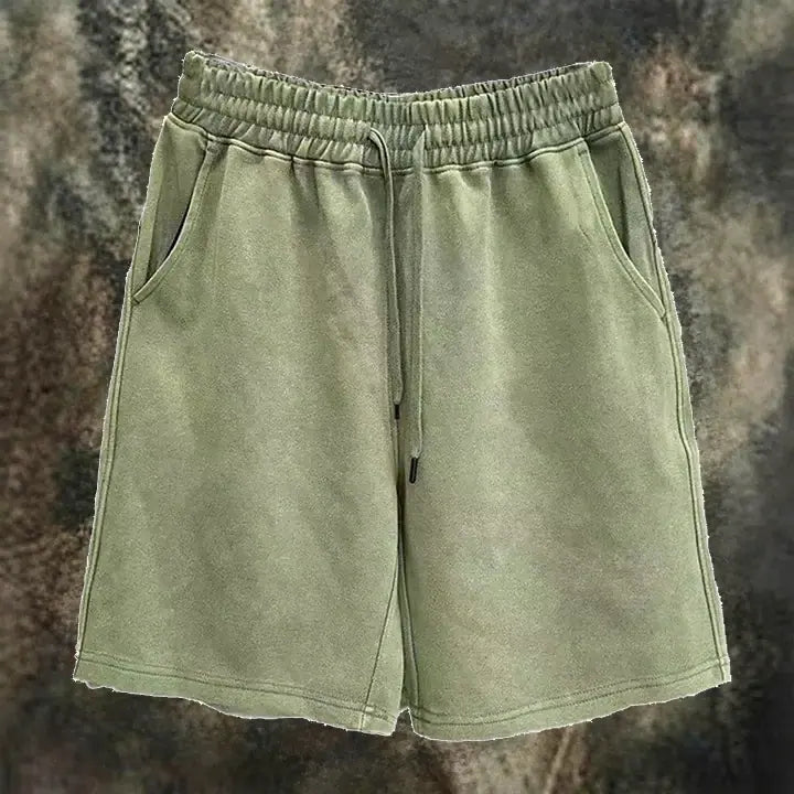 Acid-Wash Drawstring Shorts