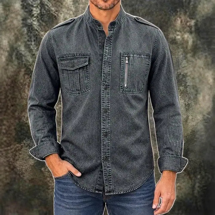 Acid-Wash Long-Sleeve Shirt