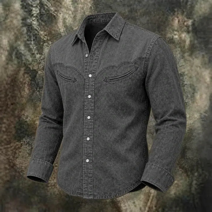 Washed Long-Sleeve Denim Shirt