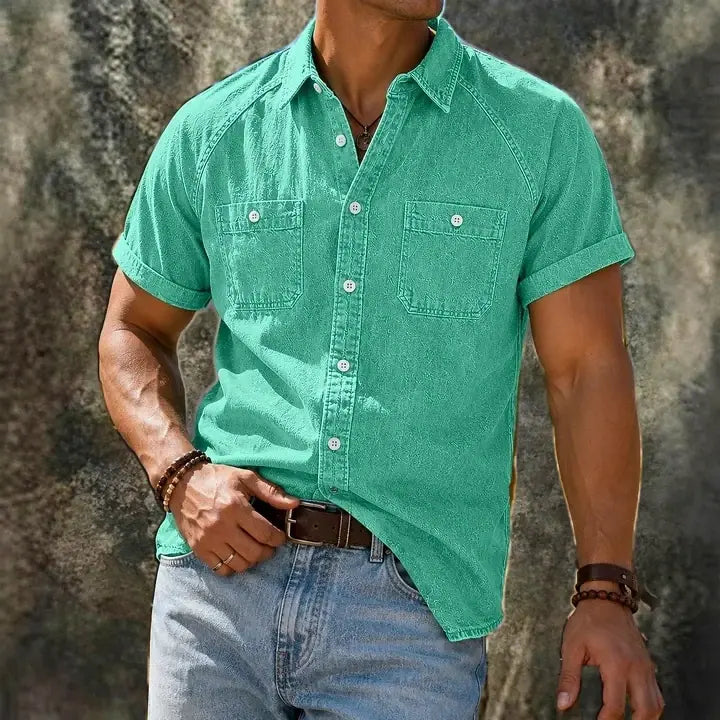 Short-Sleeve Denim Shirt